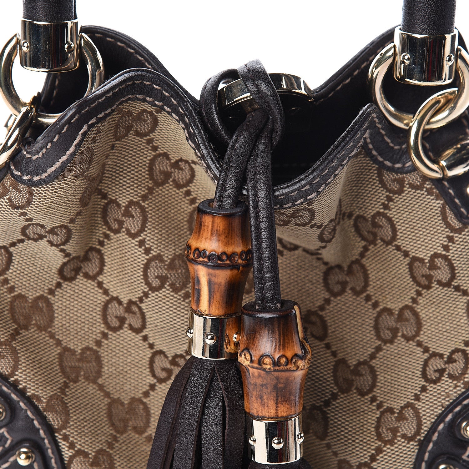 Gucci Monogram Mini Indy Top Handle Bag Dark Brown 9 of 11