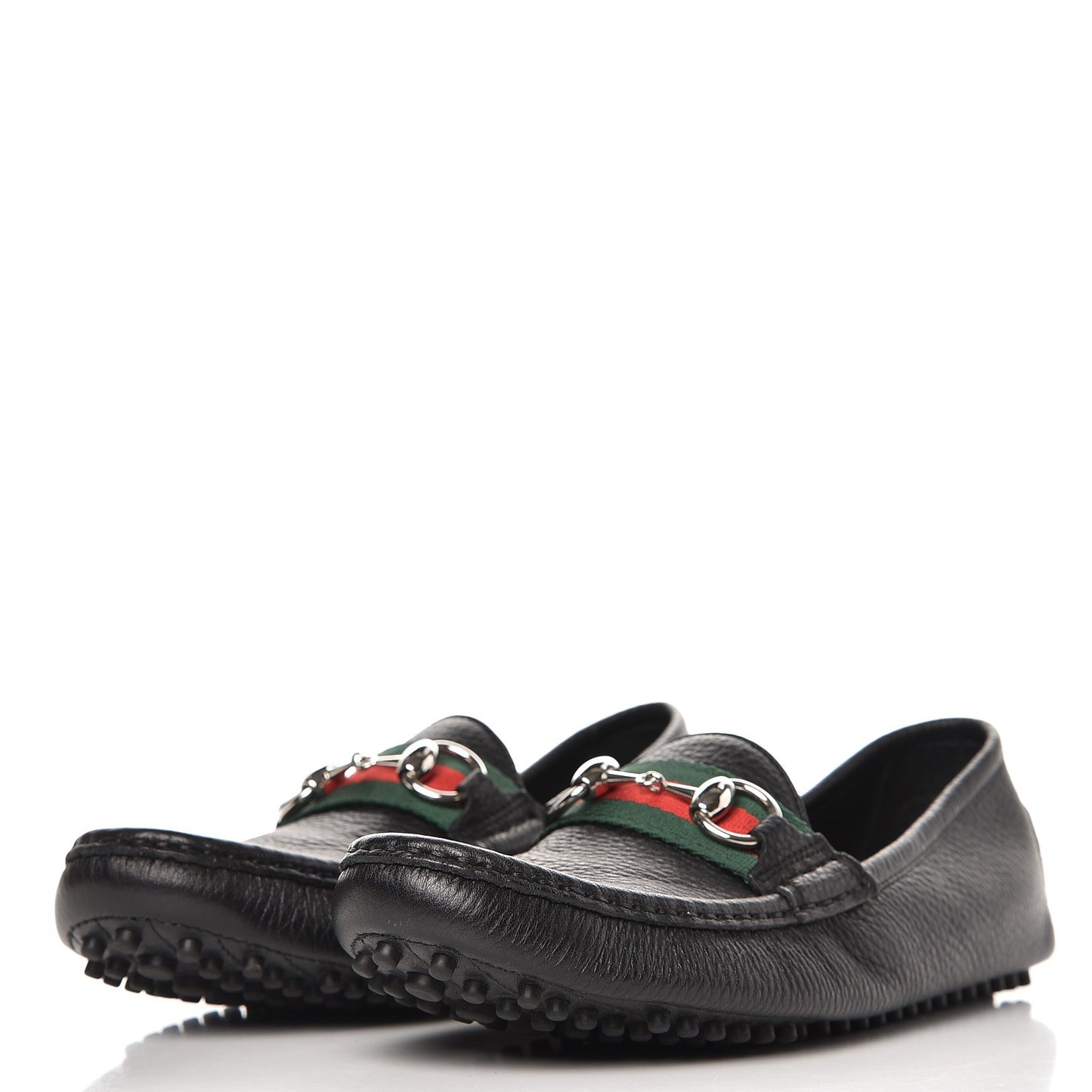 Calfskin Horsebit Web Driver Loafers 36.5 Black