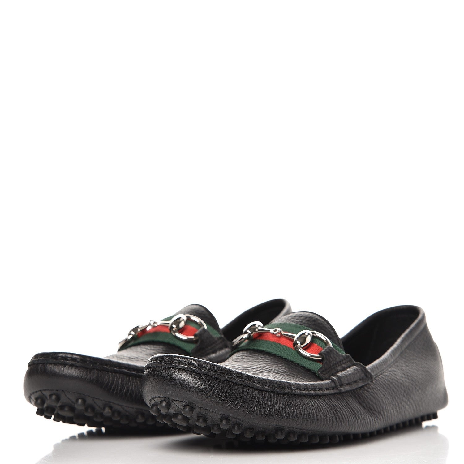 Gucci Calfskin Horsebit Web Driver Loafers 36.5 Black 2 of 8