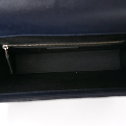 Saint Laurent Grain De Poudre Textured Mixed Matelasse Large Triquilt Monogram Satchel Deep Marine 5 of 10