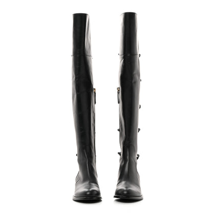 Valentino Garavani Calfskin Multi Bow Over the Knee Boots 35.5 Black 2 of 8
