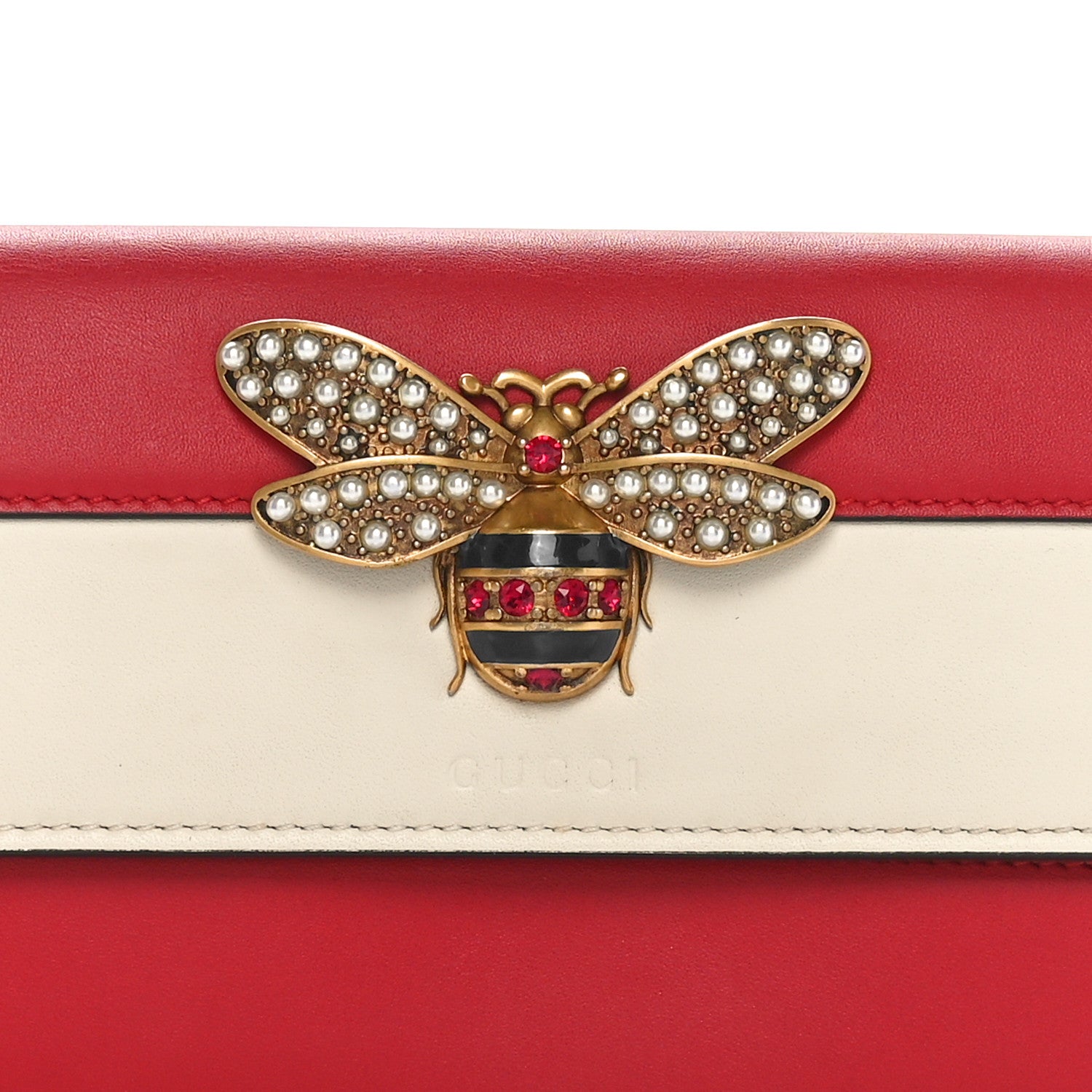 Gucci Calfskin Queen Margaret Flap Wallet Hibiscus Red Mystic White 8 of 10
