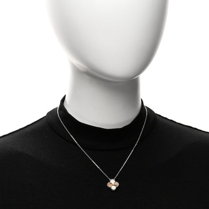 Van Cleef & Arpels 18K White Rose Gold Diamond Guilloche Vintage Alhambra Pendant Necklace 2 of 6