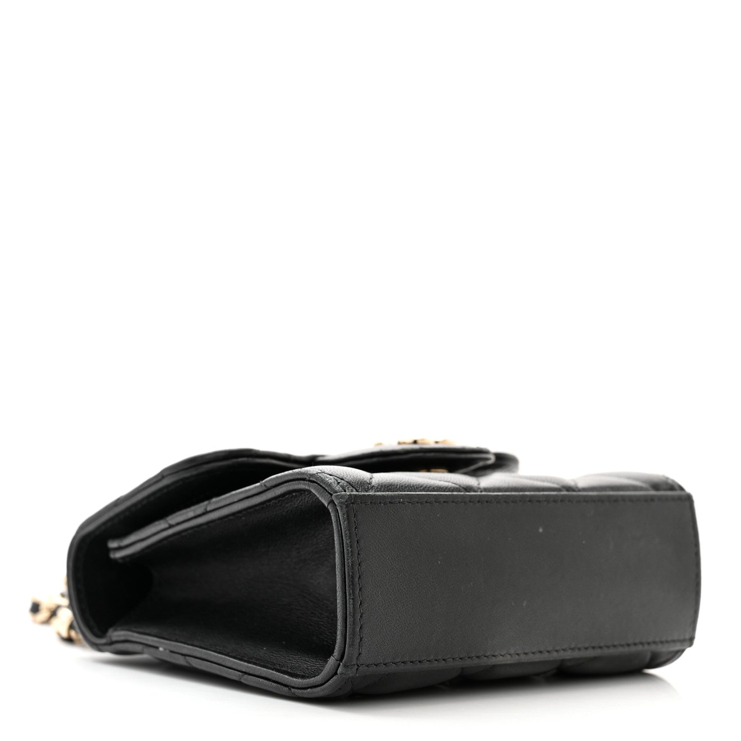 Chanel Lambskin Quilted Top Handle Flap Clutch With Chain Black 4 of 11