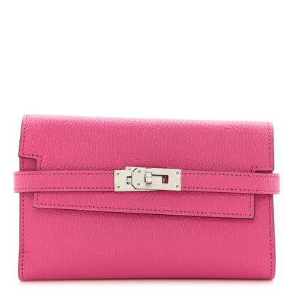 Hermes Chevre Mysore Medium Kelly Wallet Rose Shocking 1 of 8