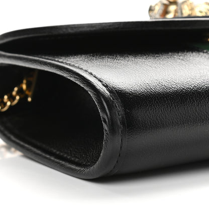 Gucci Textured Calfskin Web Mini Rajah Slim Flap Shoulder Bag Black 8 of 9