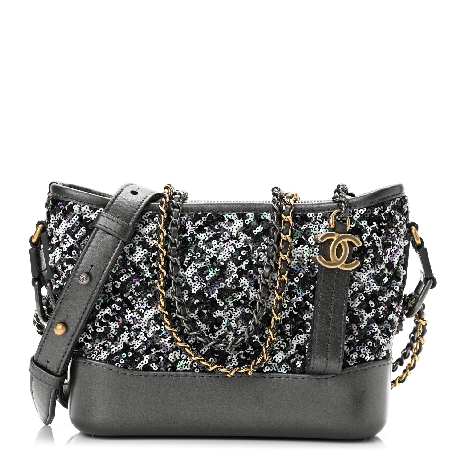 Chanel Sequin Calfskin Small Gabrielle Hobo Black 1 of 10