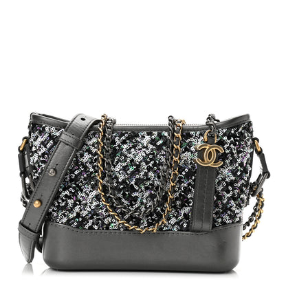Chanel Sequin Calfskin Small Gabrielle Hobo Black 1 of 10