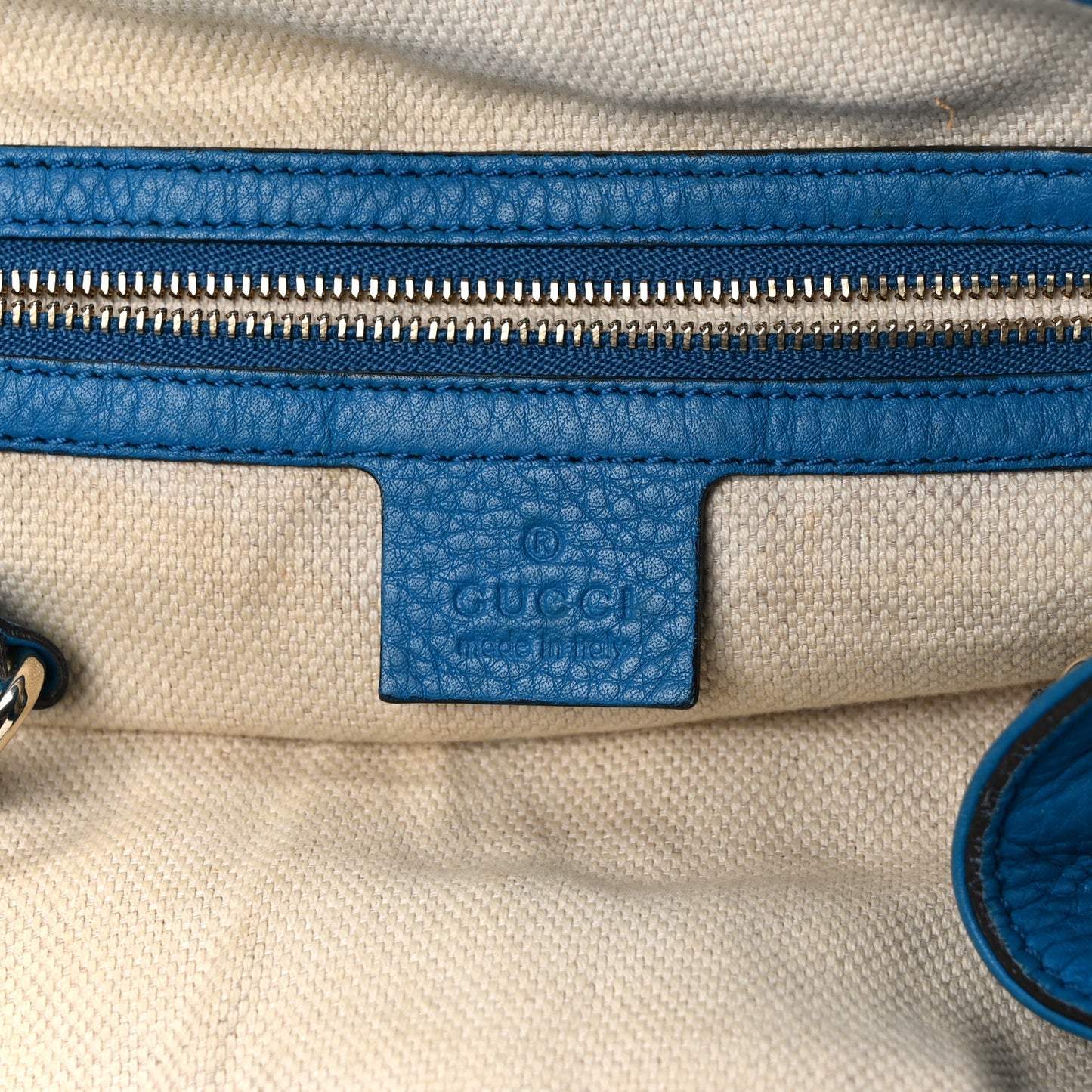 Pebbled Calfskin Medium Soho Shoulder Bag Riviera Blue