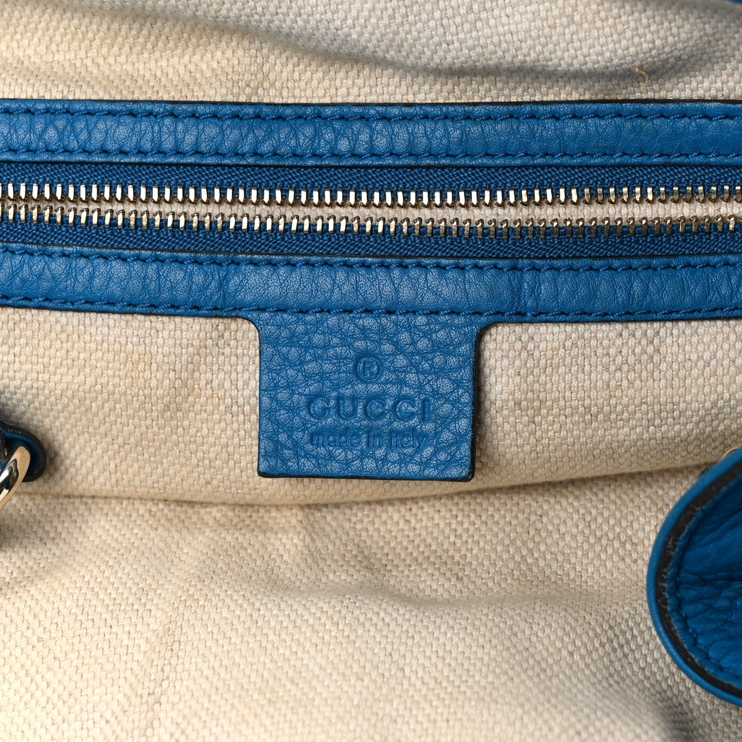 Gucci Pebbled Calfskin Medium Soho Shoulder Bag Riviera Blue 6 of 16