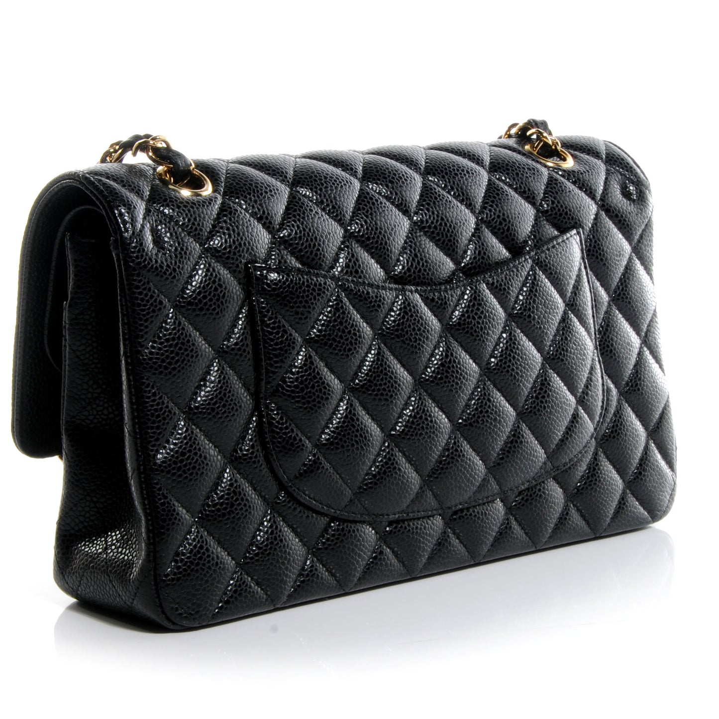 Caviar Quilted Medium Double Flap Black