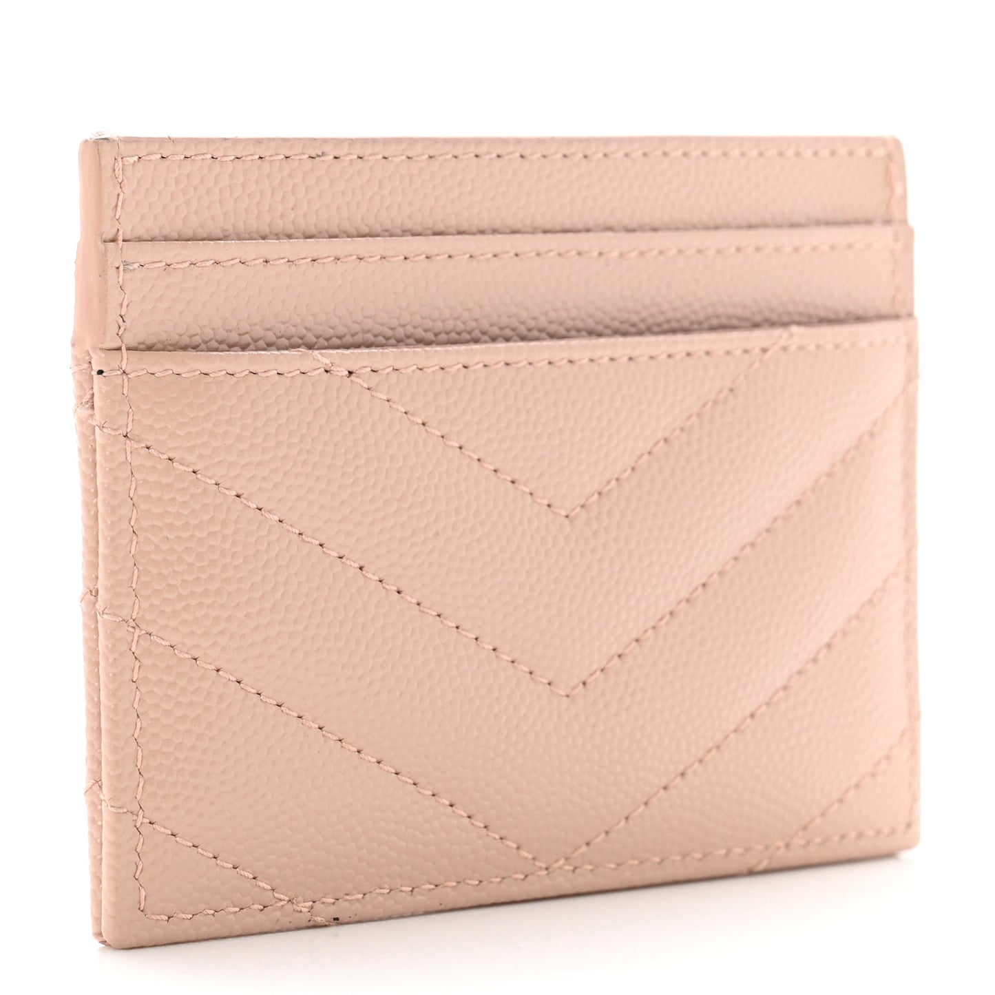 Grain De Poudre Matelasse Chevron Monogram Credit Card Case Nude Powder