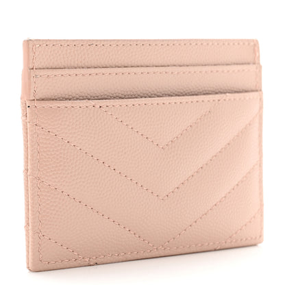 Saint Laurent Grain De Poudre Matelasse Chevron Monogram Credit Card Case Nude Powder 3 of 8