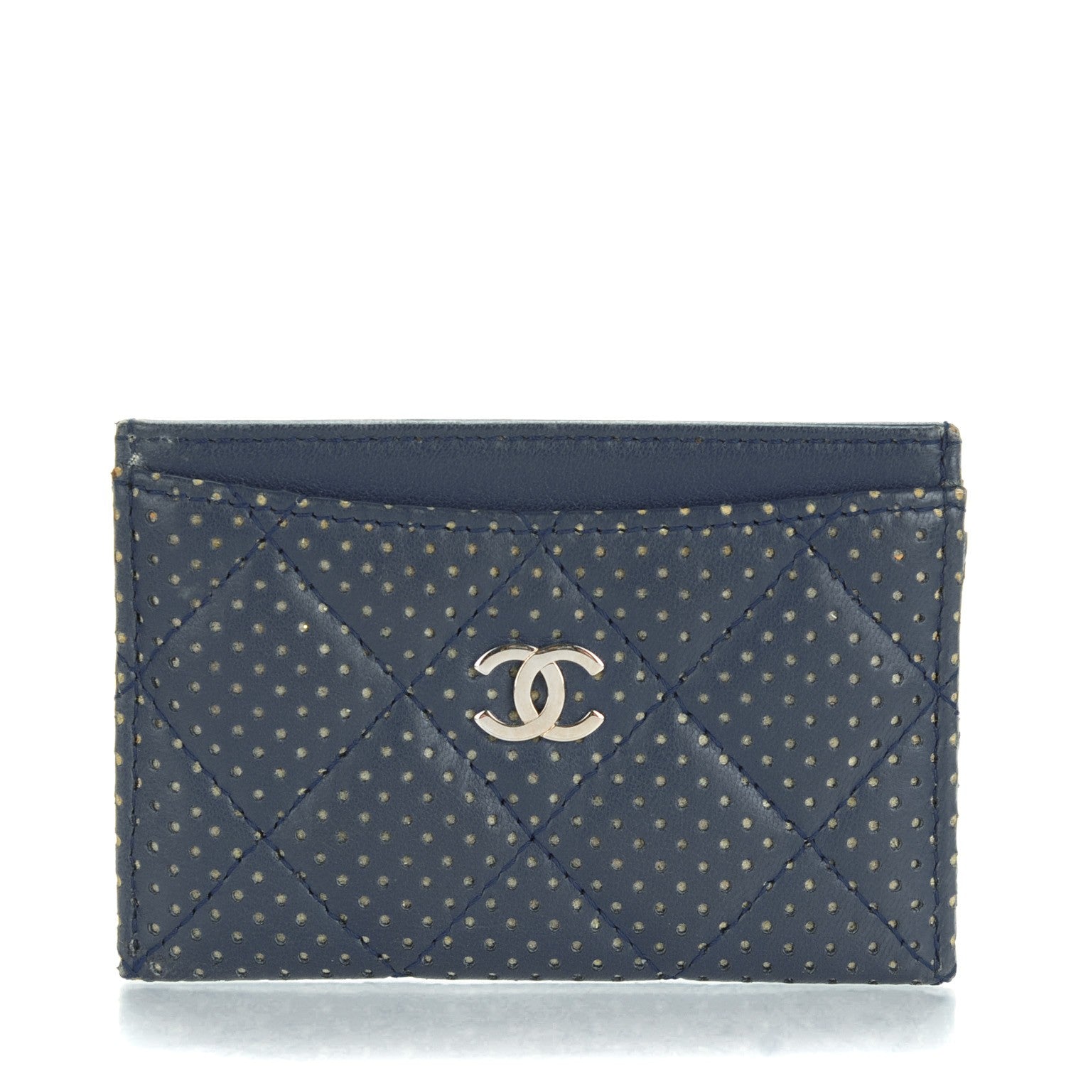 Chanel Perforated Lambskin Quilted Card Holder Blue 1 of 7
