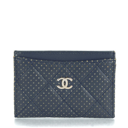 Chanel Perforated Lambskin Quilted Card Holder Blue 1 of 7