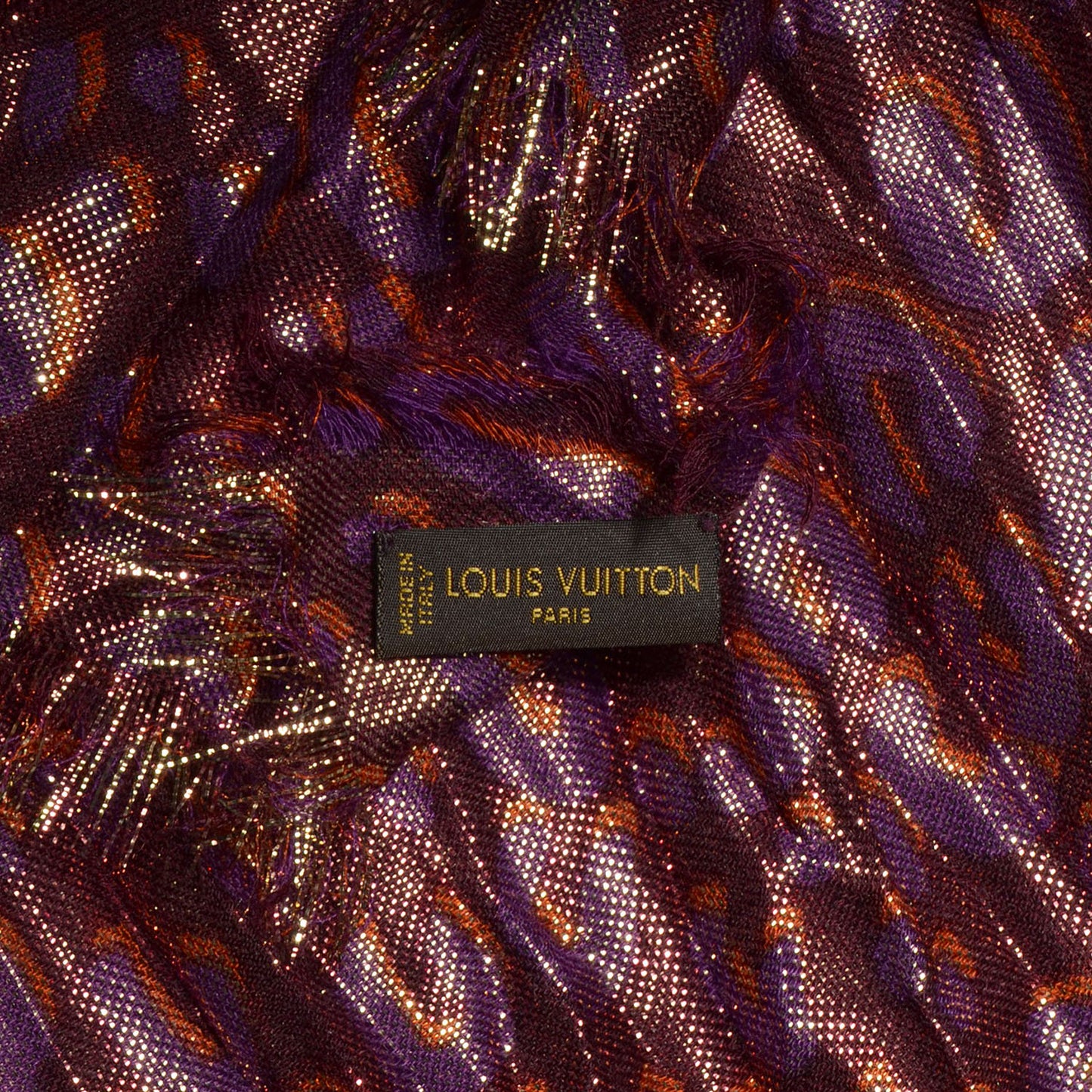 Cashmere Silk Leopard Etole Stole Disco Prune