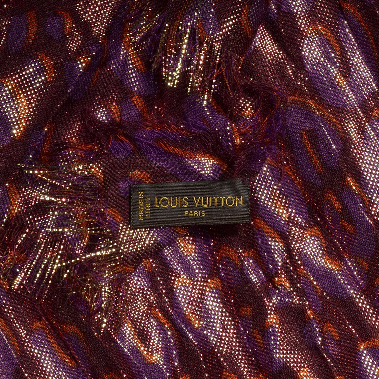 Louis Vuitton Cashmere Silk Leopard Etole Stole Disco Prune 6 of 7