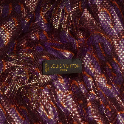 Louis Vuitton Cashmere Silk Leopard Etole Stole Disco Prune 6 of 7