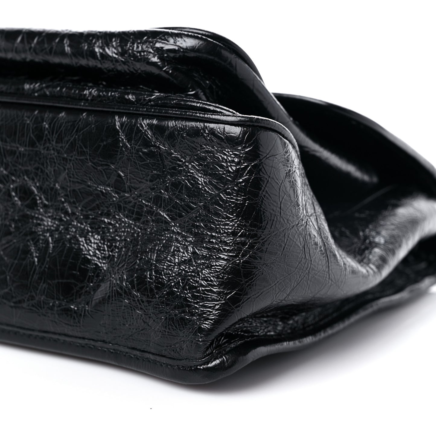Crinkled Calfskin Matelasse Monogram Medium Niki Chain Satchel Black