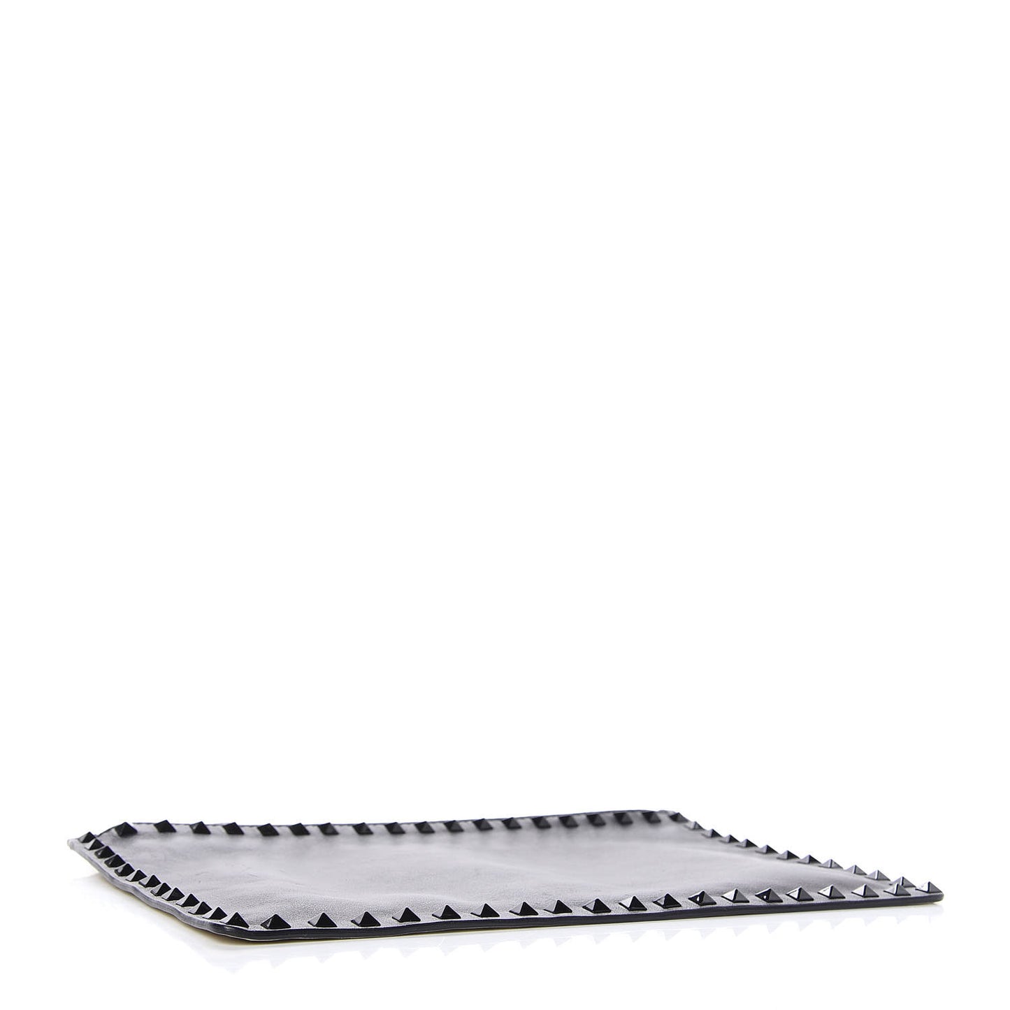 Vitello Large Rockstud Zip Pouch Black White