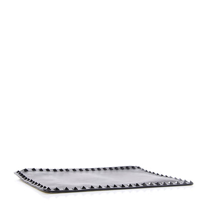 Valentino Garavani Vitello Large Rockstud Zip Pouch Black White 4 of 9