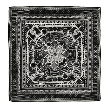 Hermes Cashmere Silk Bandana Shawl 140 Black White 1 of 7