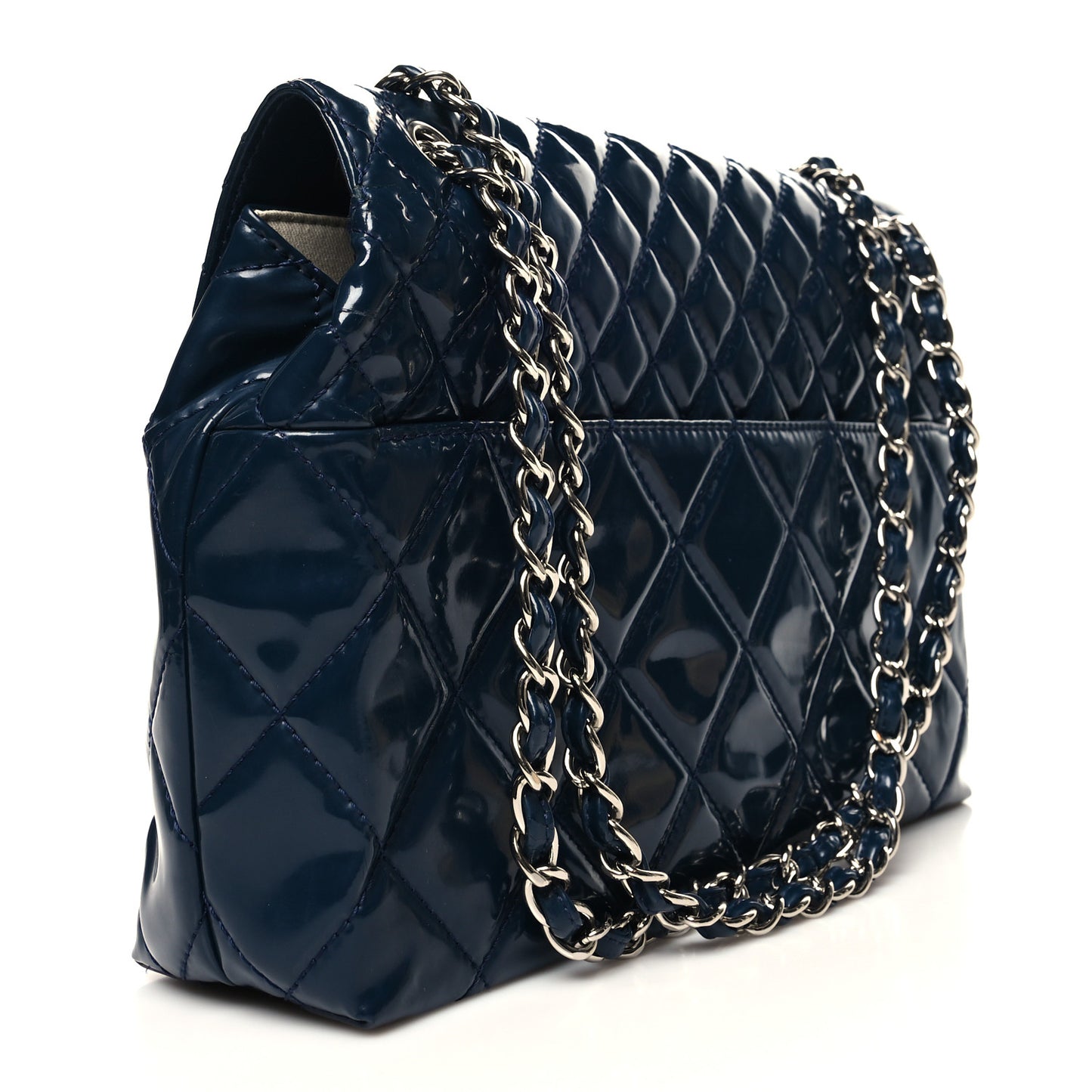 Vinyl Quilted In the Business Flap Bag Navy Blue