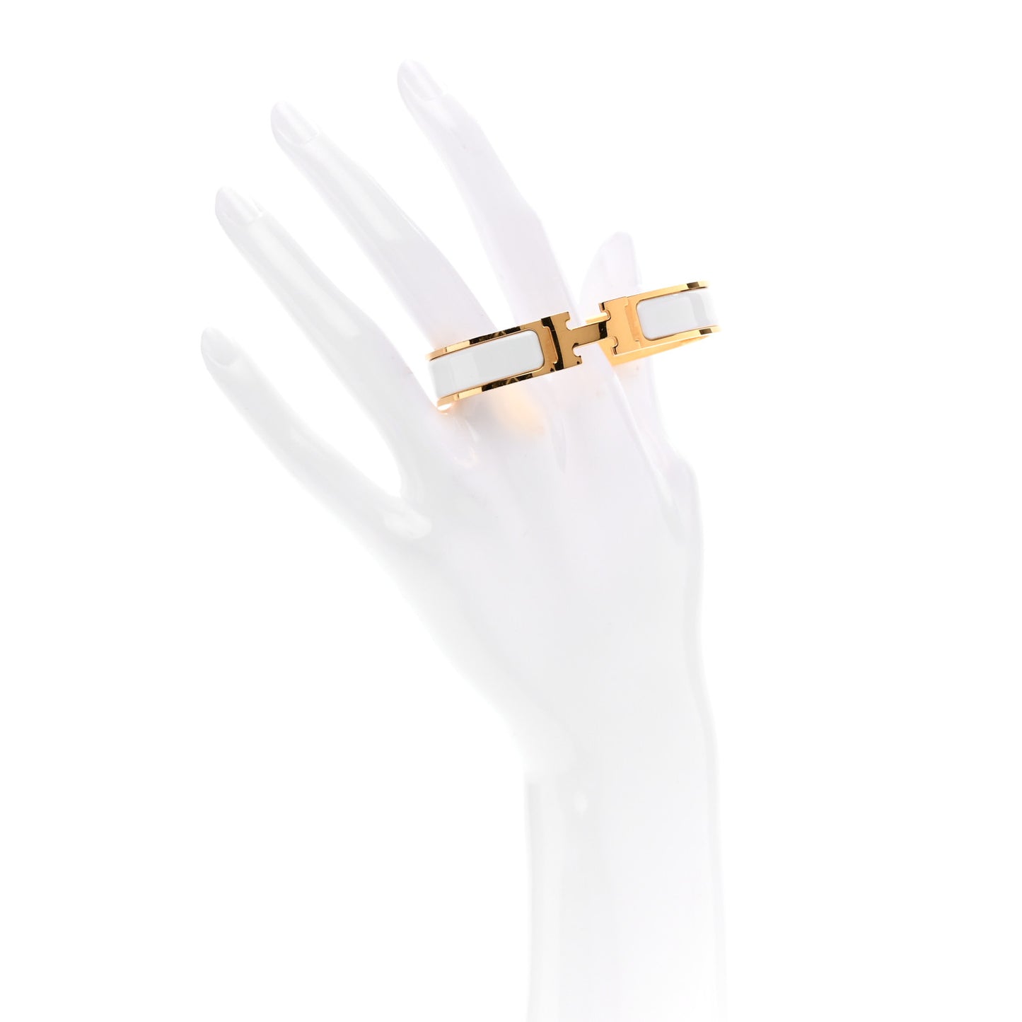Enamel Narrow Clic Clac H Bracelet PM White
