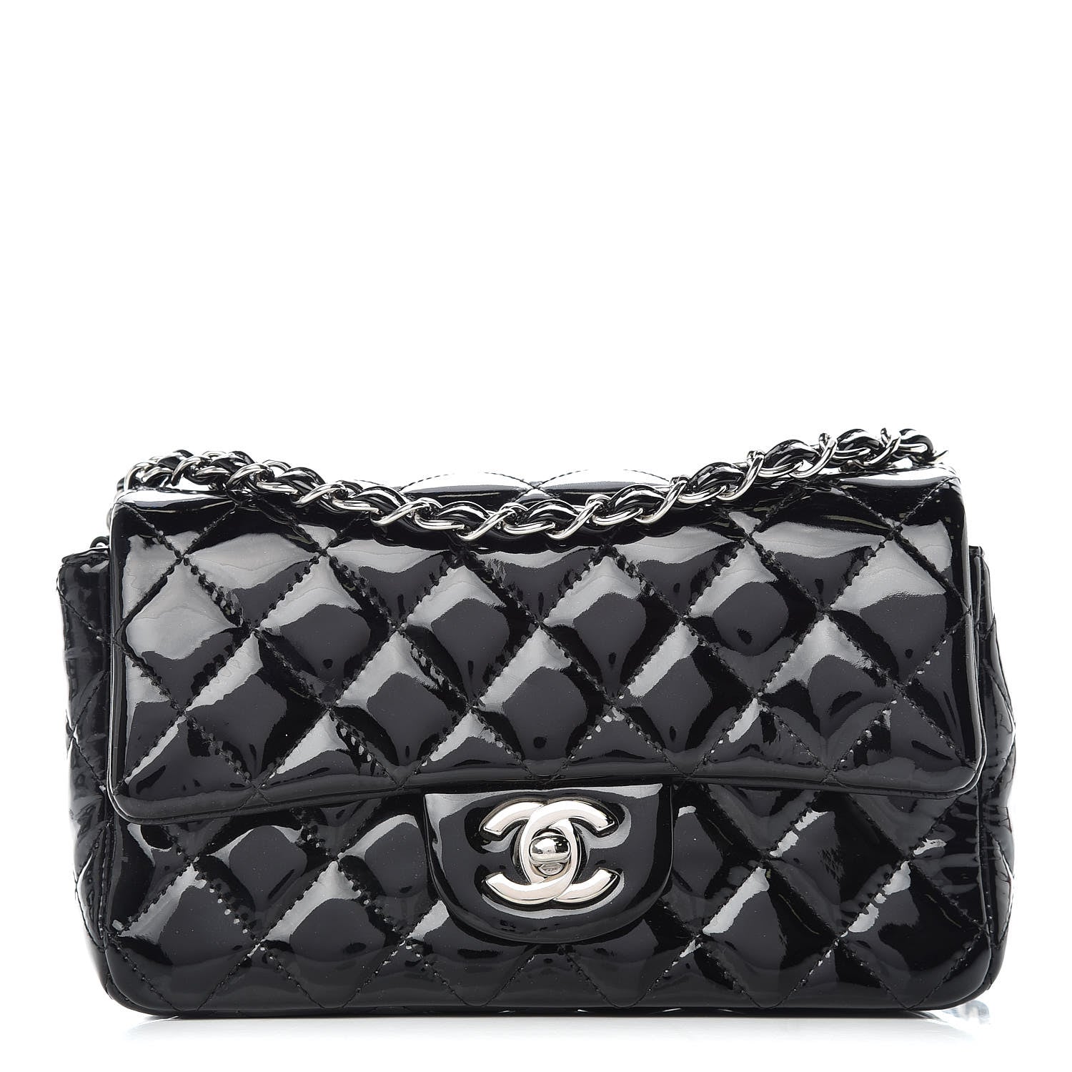 Chanel Patent Calfskin Quilted Mini Rectangular Flap Black 1 of 10