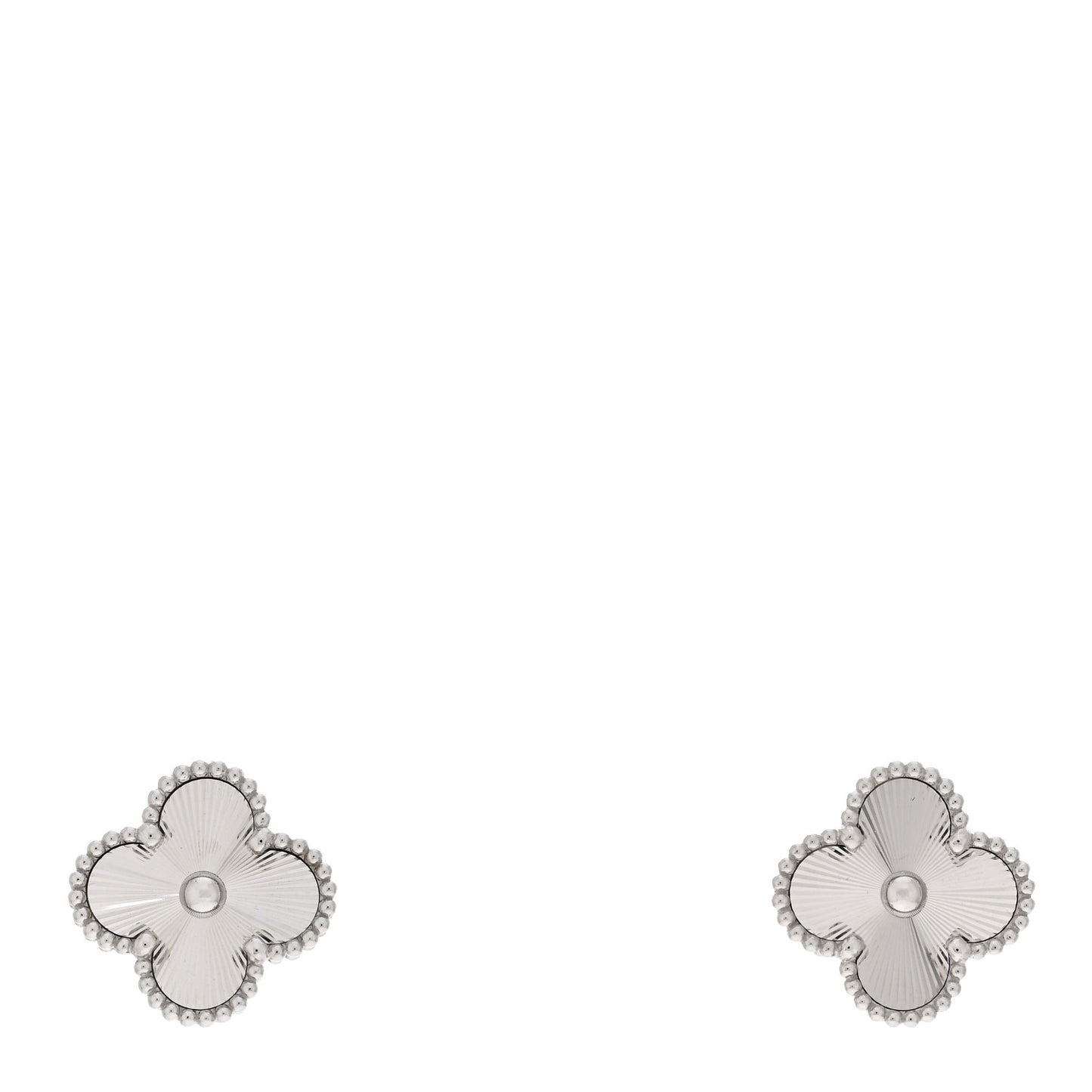 18K White Gold Guilloche Vintage Alhambra Earrings