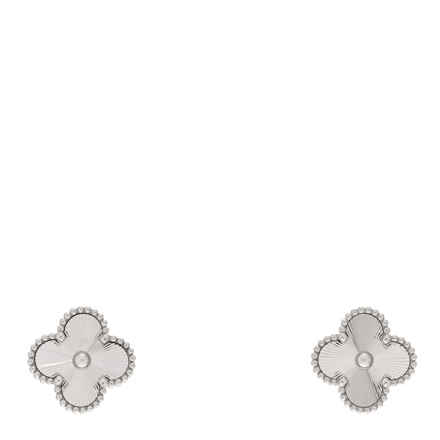 Van Cleef & Arpels 18K White Gold Guilloche Vintage Alhambra Earrings 1 of 5
