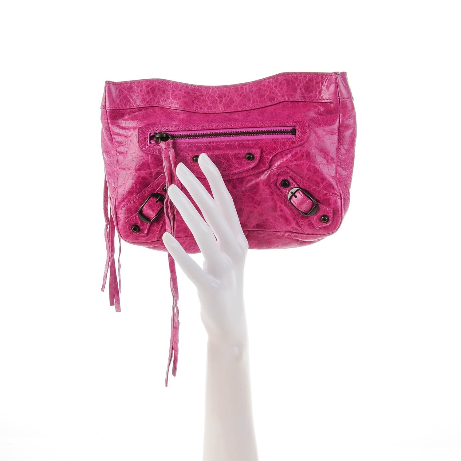 Balenciaga Agneau Classic Hardware Porte Toilette Makeup Clutch Magenta 2 of 7