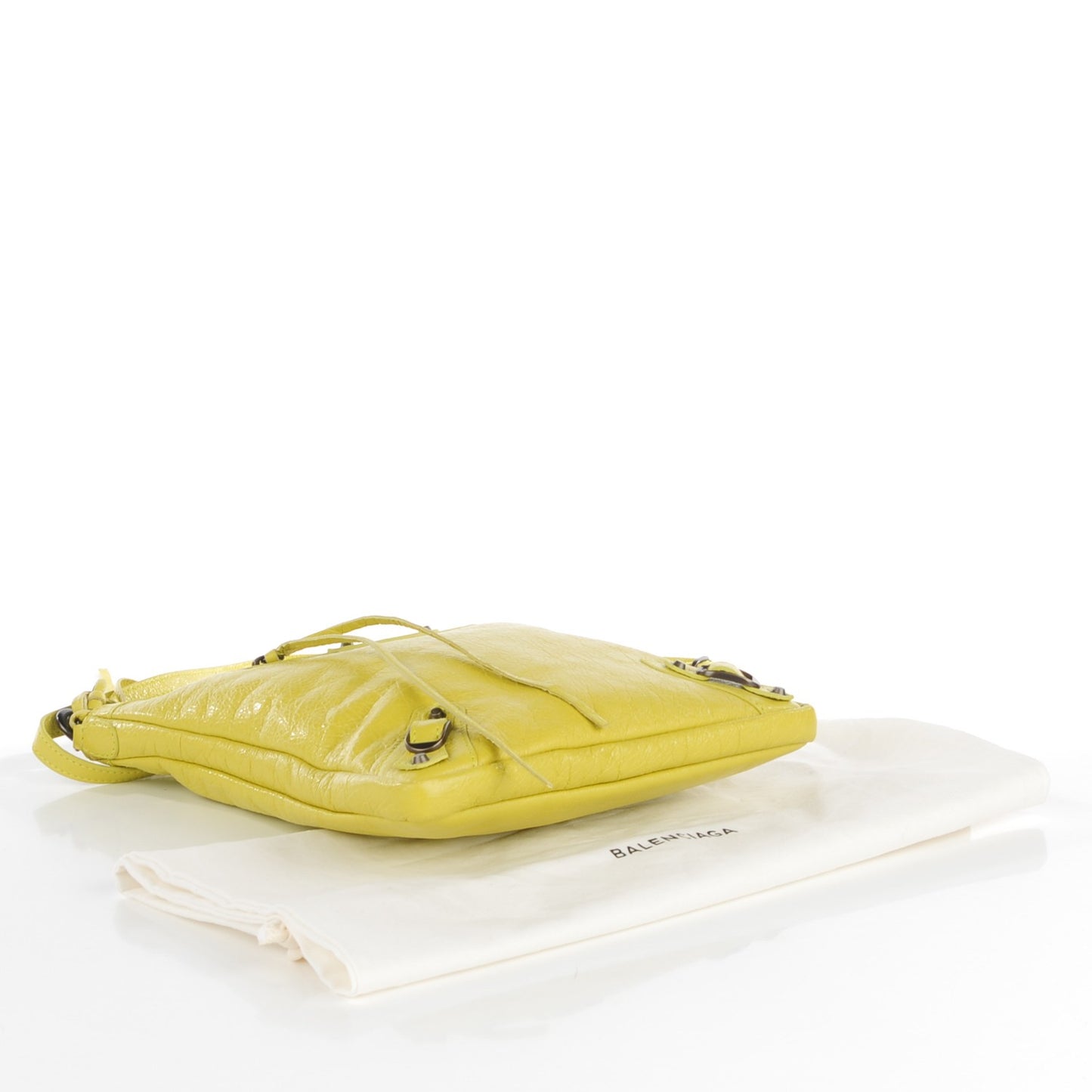 Agneau Classic Hardware Flat Crossbody Jaune Poussin