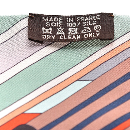 Hermes Silk Sangles En Zigzag Twilly Orange Turquoise Gris 3 of 4