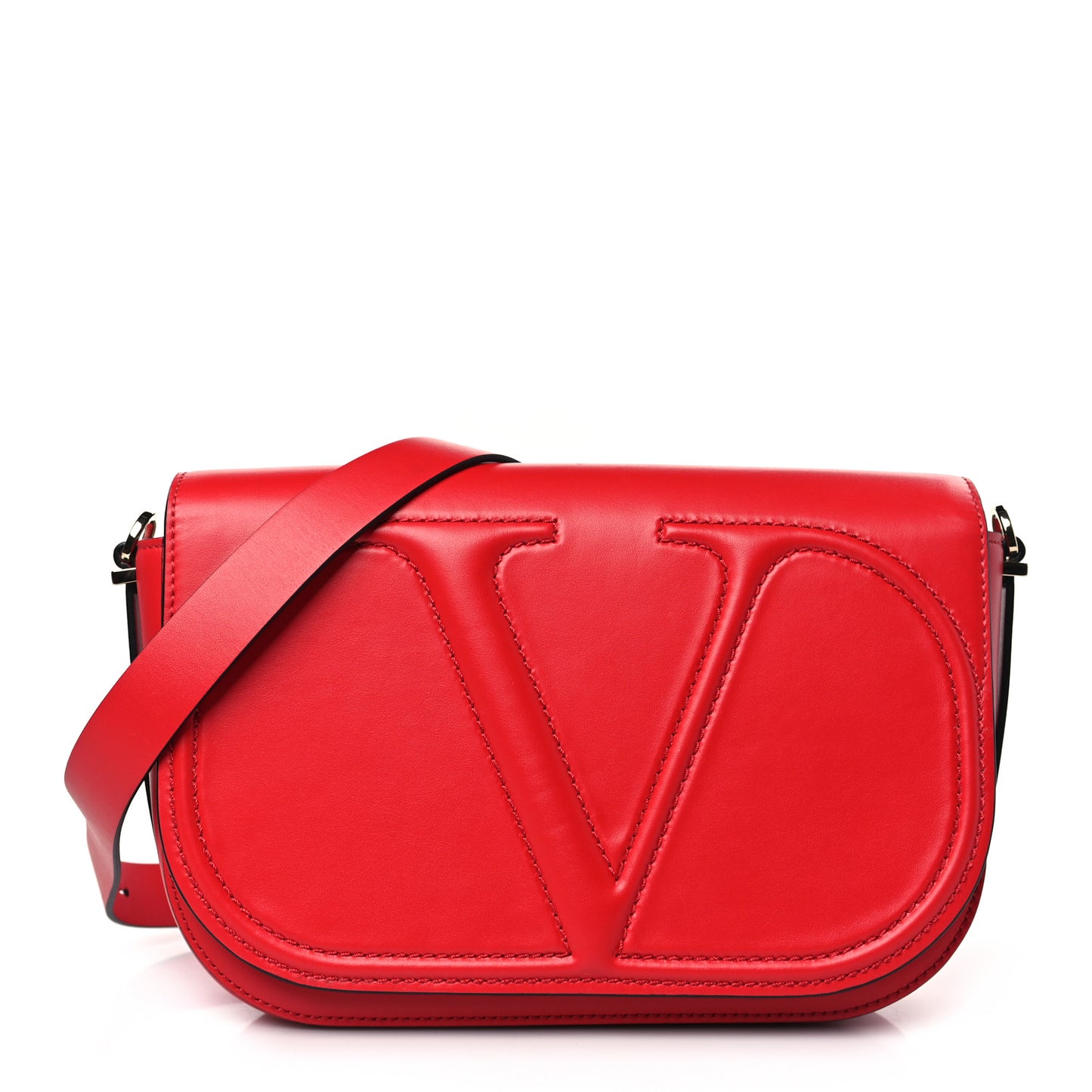 Calfskin VLogo Walk Shoulder Bag Rouge Pur