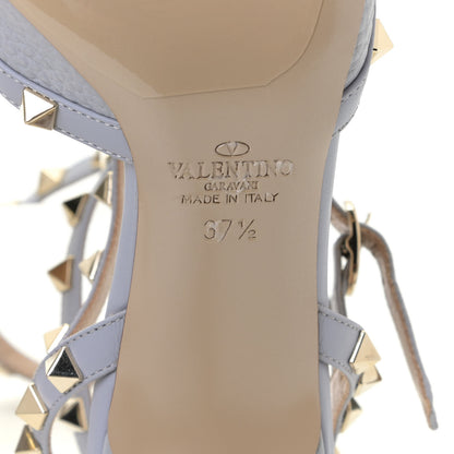 Valentino Garavani Pebbled Calfskin Rockstud Ankle Strap 65mm Pumps 37.5 Pastel Grey 11 of 13