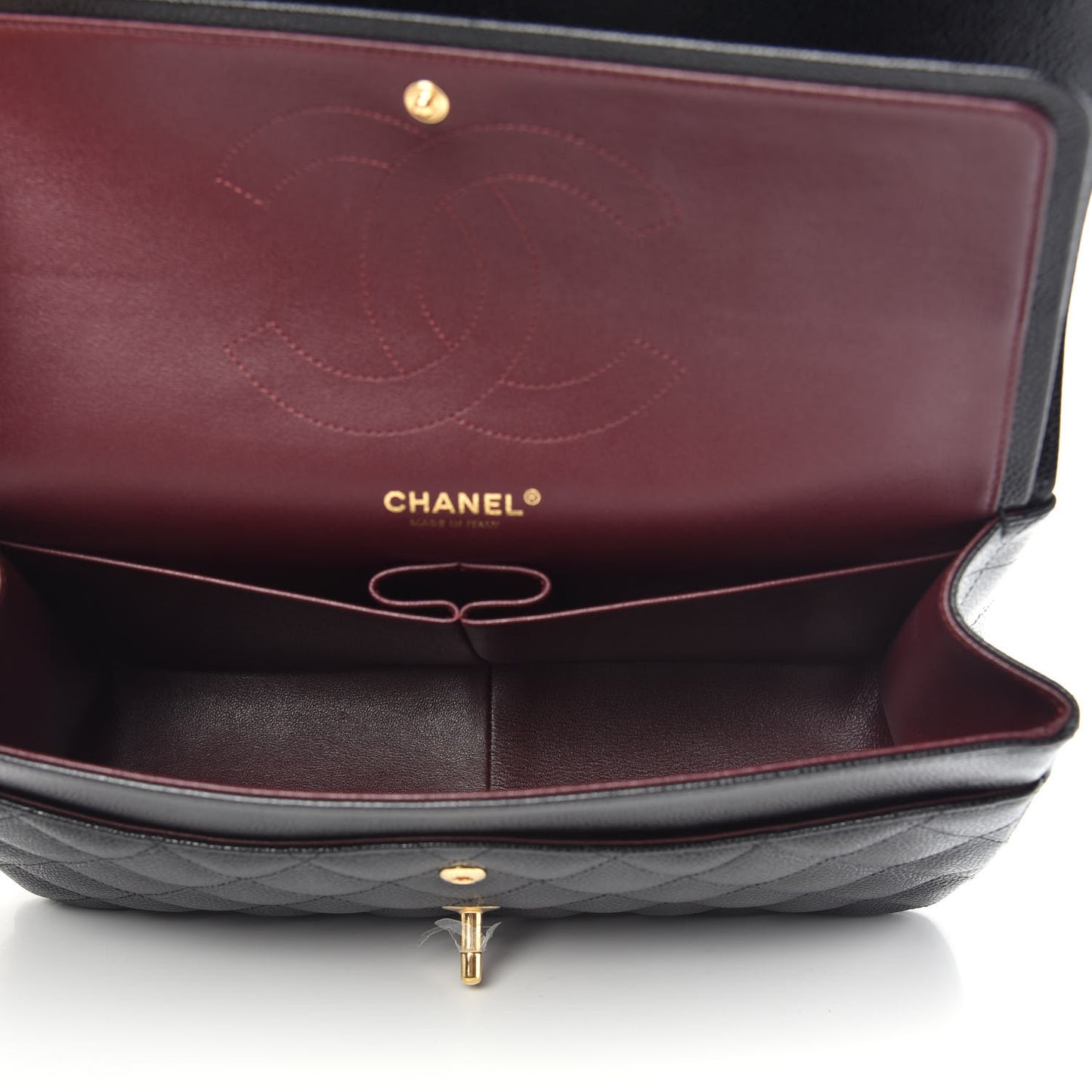 Caviar Quilted Jumbo Double Flap Black