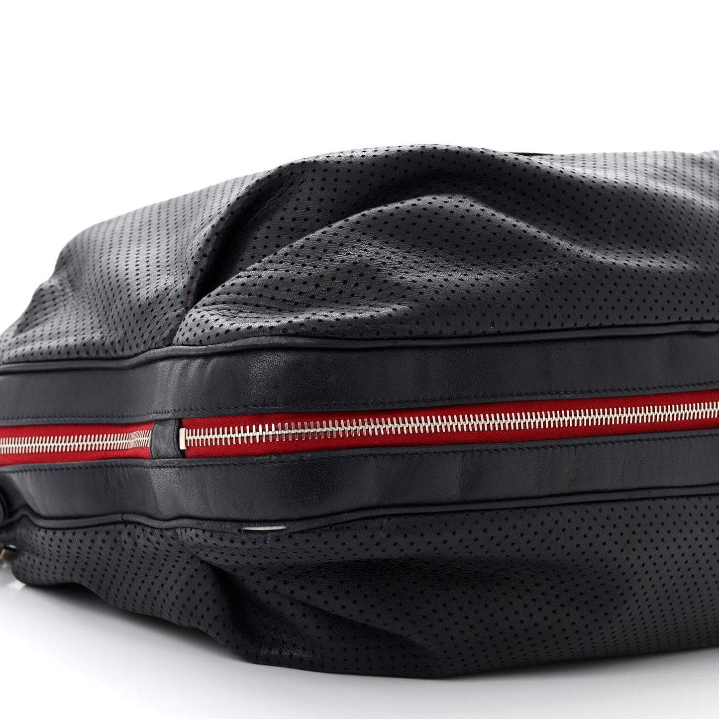 Lambskin Perforated Baseball Spirit Ligne Bag Navy