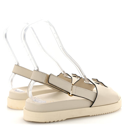 Gucci Cosmos Softy Calfskin Interlocking G Slingback Sandals 40 Mystic White 5 of 9