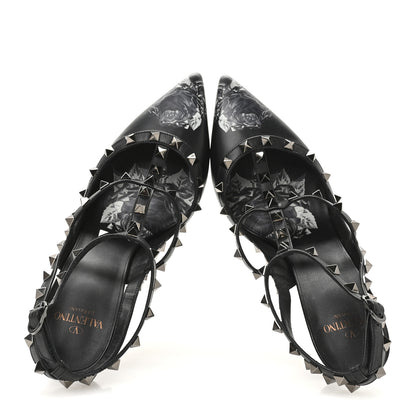 Valentino Garavani Calfskin Nappa Rockstud Undercover Ankle Strap 100mm Pumps 40 Black Grey 2 of 8
