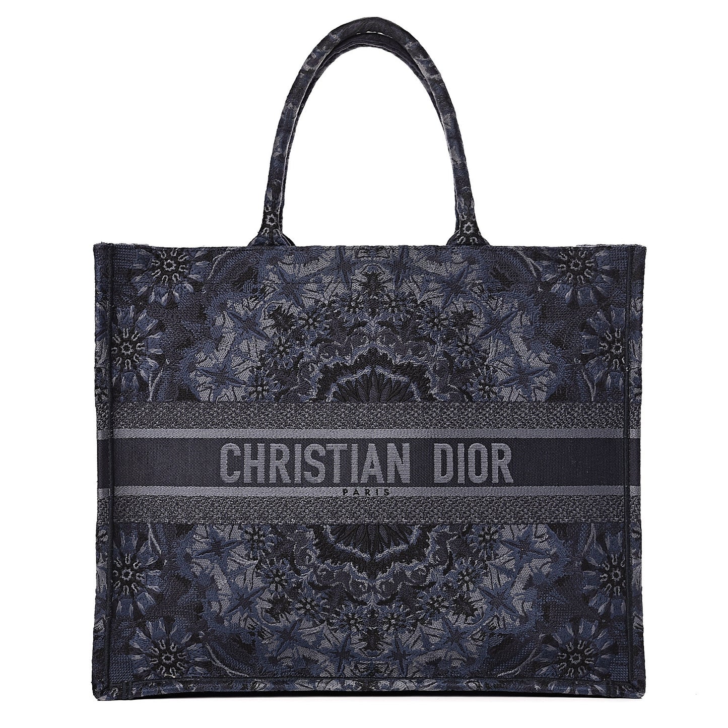 Canvas Embroidered KaleiDioroscopic Book Tote Blue