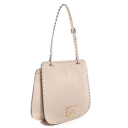 Valentino Garavani Vitello Rockstud Shoulder Satchel Ivory 3 of 9