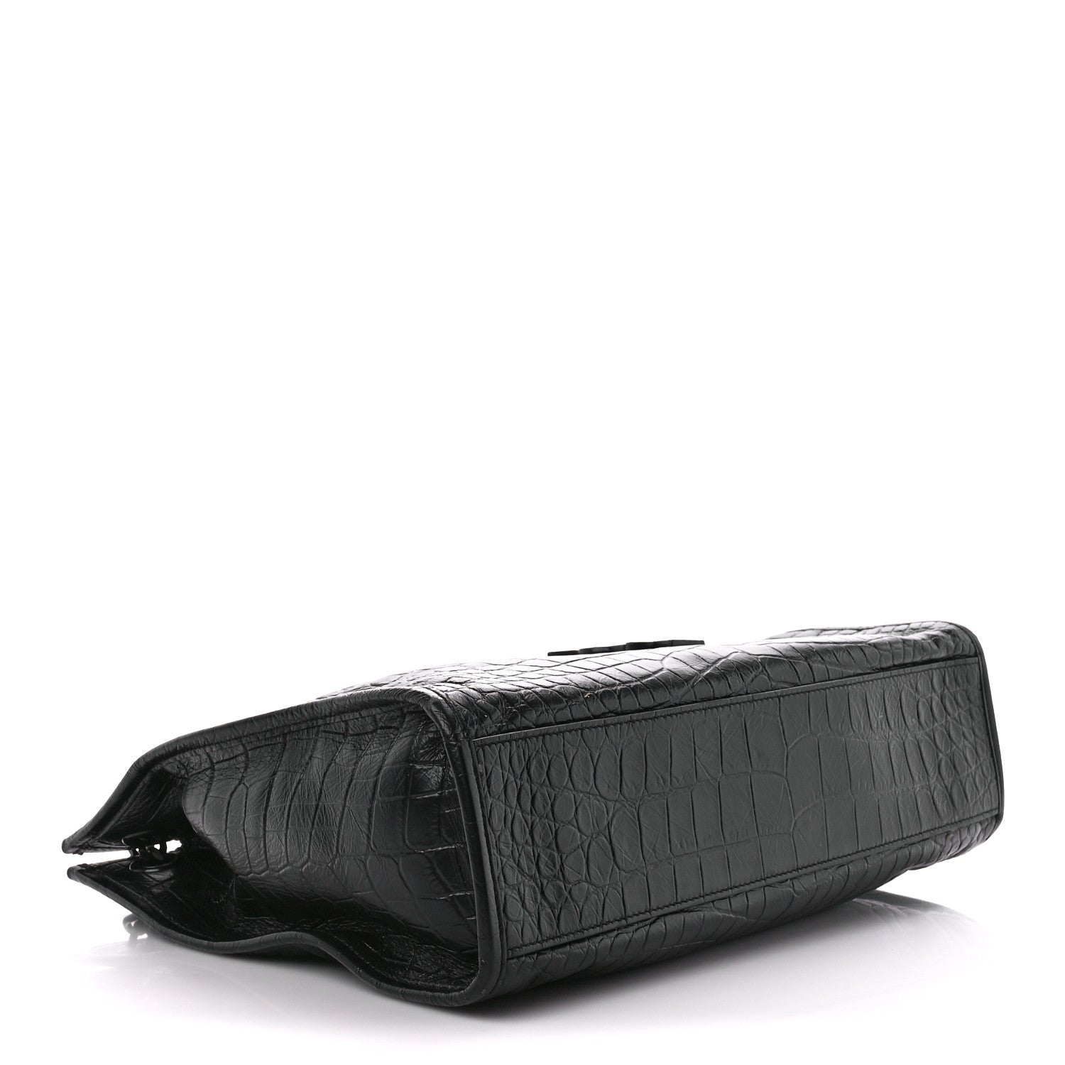 Saint Laurent Calfskin Crocodile Embossed Monogram Medium Niki Shopping Bag Black 4 of 12