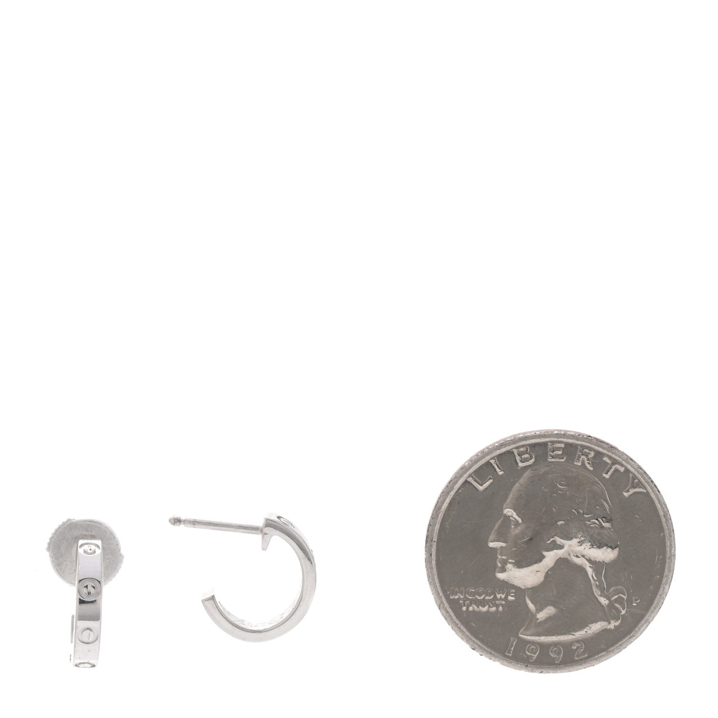 18K White Gold Small LOVE Hoop Earrings