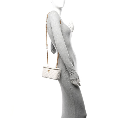 Chanel Lambskin Enamel Quilted Logo Small Vanity Case With Chain White 2 of 11