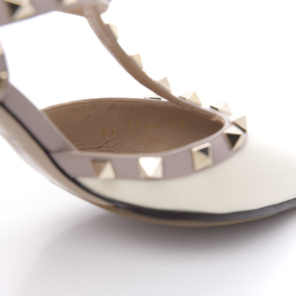 Valentino Garavani Nappa Rockstud Ankle Strap Low Heel Pumps 36 White Winter Poudre 8 of 10