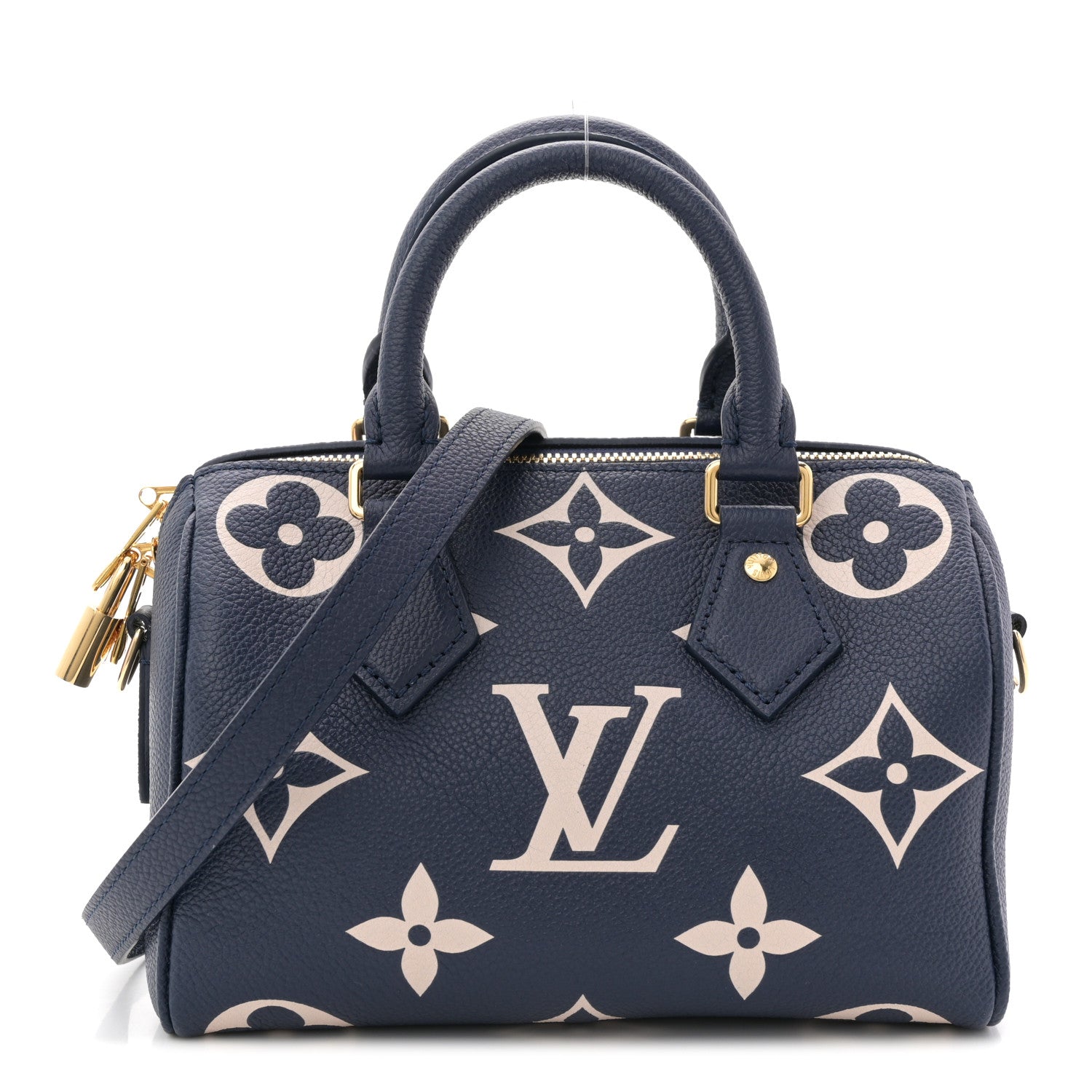 Louis Vuitton Empreinte Monogram Giant Speedy Bandouliere 20 Navy Creme 1 of 9