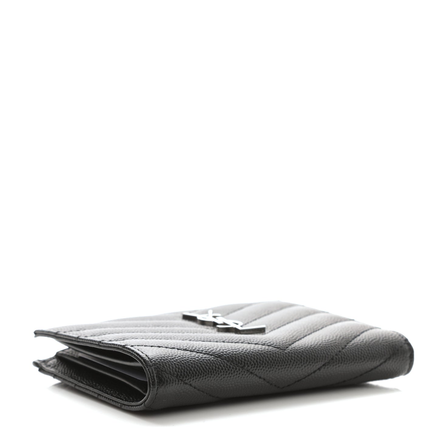 Grain De Poudre Matelasse Chevron Monogram Zipped Two-Part Wallet Black