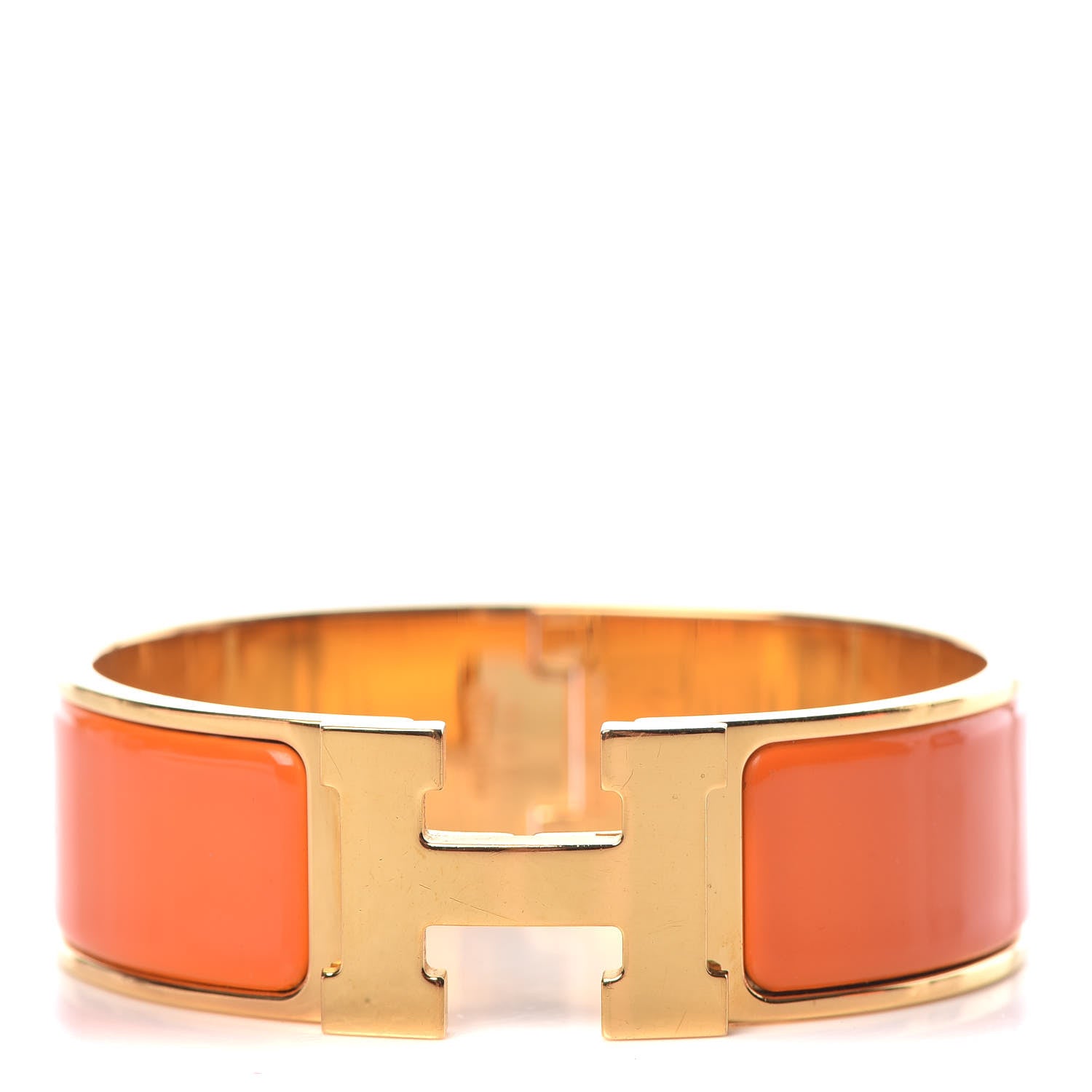 Hermes Enamel Wide Clic Clac H Bracelet GM Orange 1 of 5