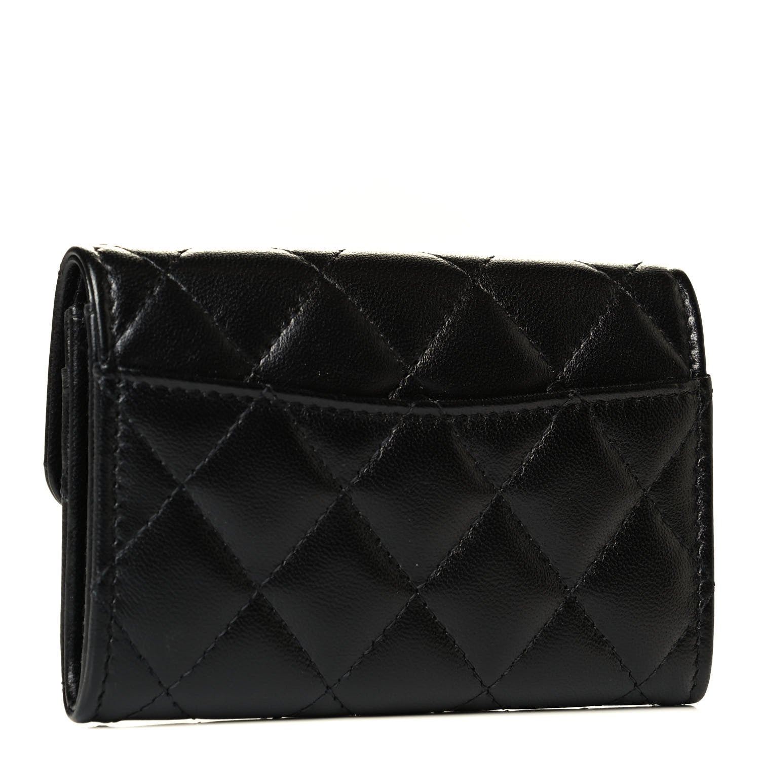 Chanel Lambskin Quilted Flap Card Holder Wallet So Black 2 of 4